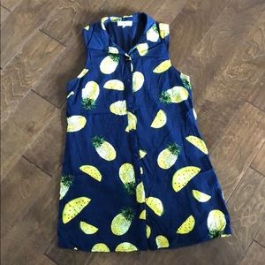 Pineapple and melon print sleeveless dress